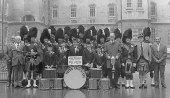 The Upper Crossgare Pipe Band which won the World's in Grade 4, 1977